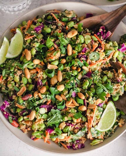 Edamame Crunch Salad with Lemon-Tahini Dressing