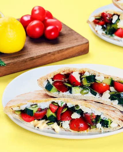 Creamy Cucumber & Tomato Pita Pockets