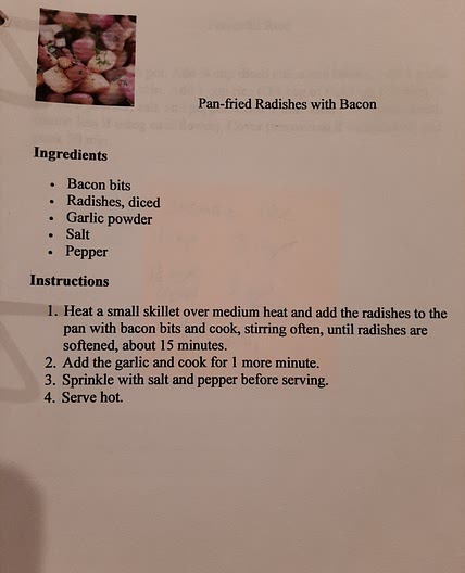 Pan Fried Radishes with Bacon