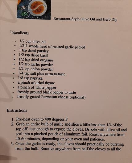 Restaurant Style Olive Oil Herb Dip