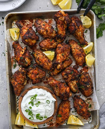 Air Fryer Cajun Chicken Wings with Avocado Ranch