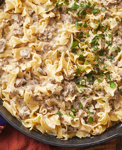 Ground beef stroganoff