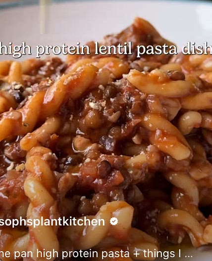 Sophie’s plant kitchen lentil pasta