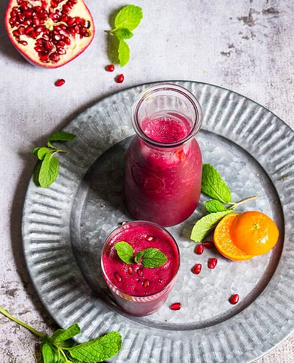 Pomegranate Beet Citrus Smoothie With Mint and Ginger