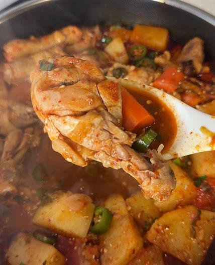 Korean spicy chicken stew 