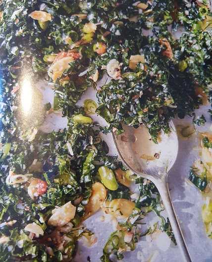 Raw kale + grapefruit salad