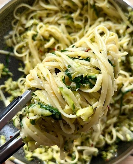 Zucchini Linguine with Garlic + Basil