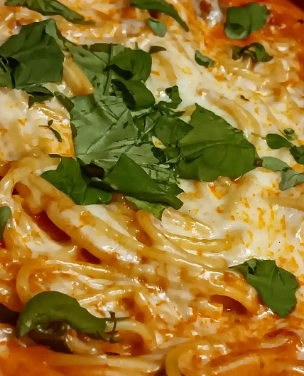 Pasta in a Mozzarella Cream Marinara Sauce