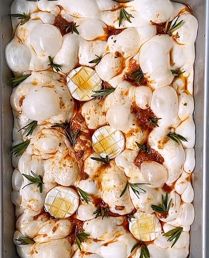 Honey brie and red pesto focaccia