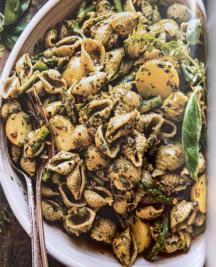 Nutty herby spring pasta 