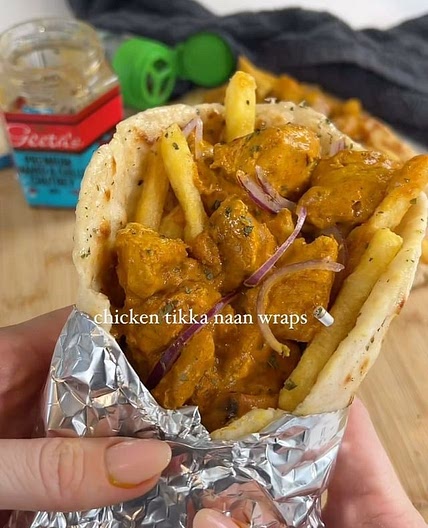 Chicken tikka garlic coriander wraps 