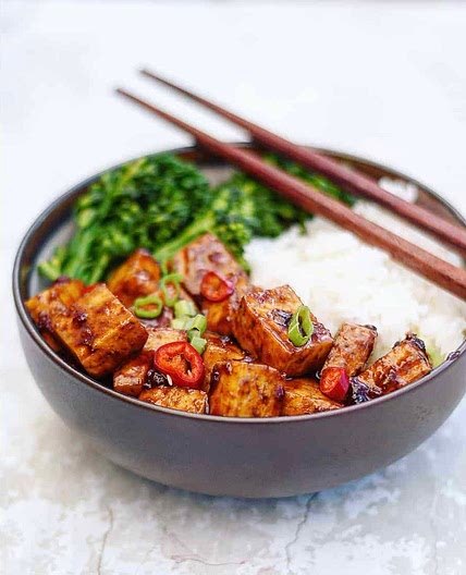 Chinese BBQ Tofu Mince Bowl