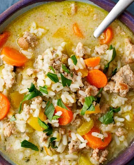 Ground Turkey and Rice Soup