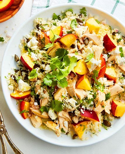 Peach and chicken couscous salad