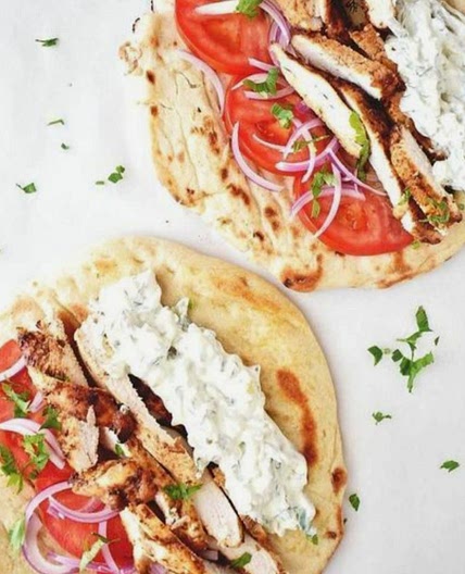 Chicken gyros with tzatziki