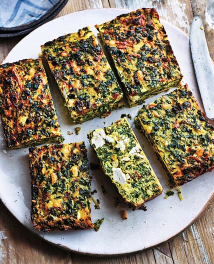 Kale and cabbage kuku with pine nuts recipe