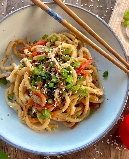 Stir Fried Udon Noodles (With Almond Butter)