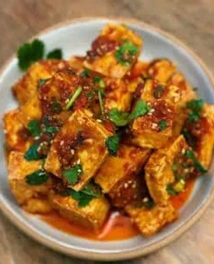 Air Fryer Spicy Garlic Tofu