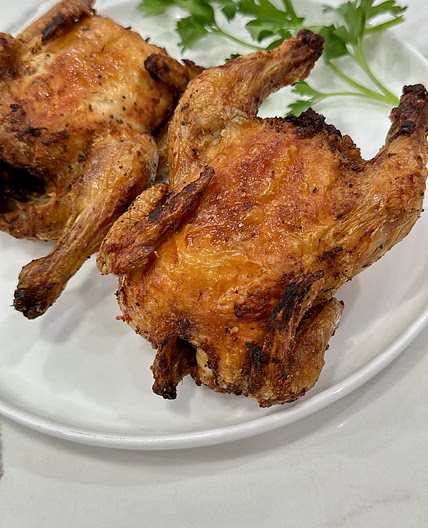 Air fried Cornish hens