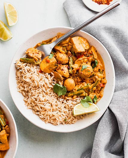 Mushroom Curry with Coconut Rice