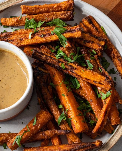 air fried crispy spiced carrot fries