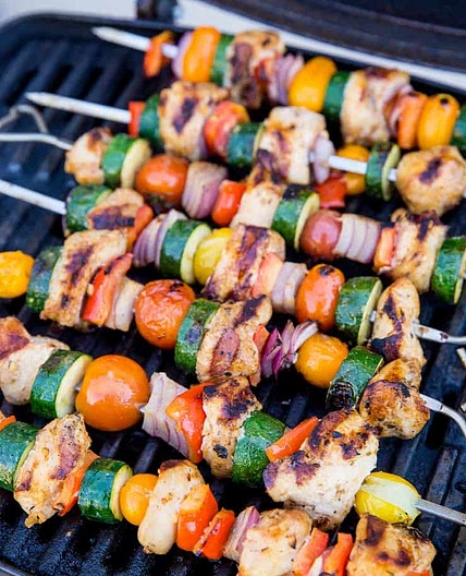 Grilled Chicken, Tuna and Vegetable Kabobs