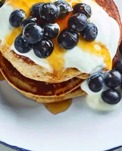 Almond and Honey Pancakes with Blueberries
