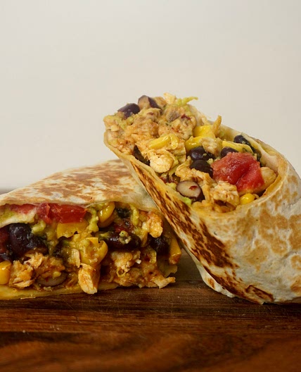 Shredded chicken burrito