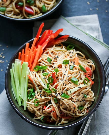 Spicy Sesame Noodle Salad with Crunchy Vegetables