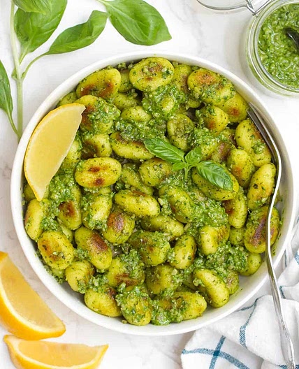 Crispy Pan Fried Pesto Gnocchi