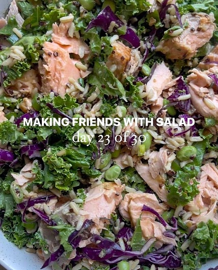 Miso salmon kale salad 