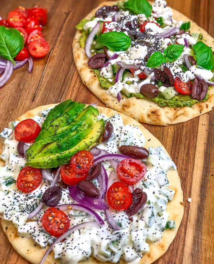 Greek Salad on Naan Bread
