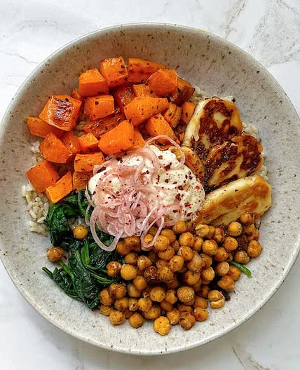 Winter Hot Honey Halloumi Bowl