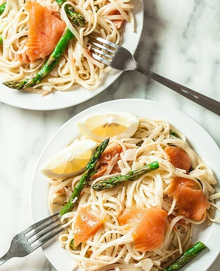 Lemon Pasta with Smoked Salmon and Asparagus