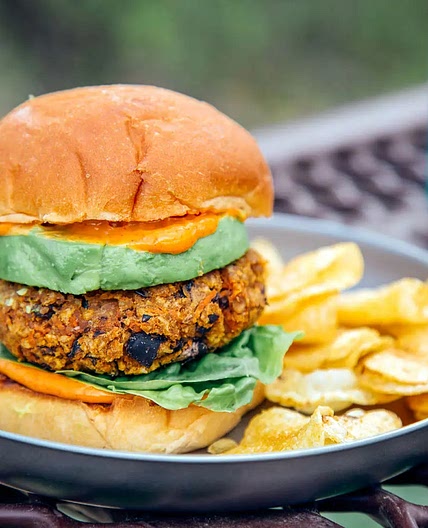 Black Bean Burgers on Sweet Potato Buns