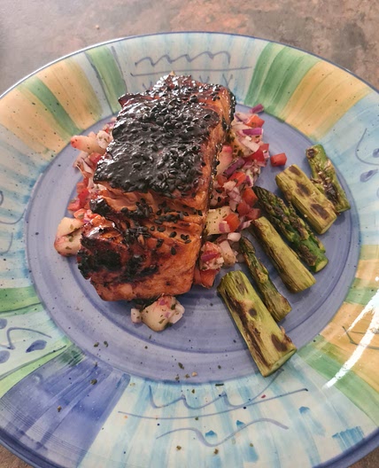 Honey Soy Salmon with Peach Salsa