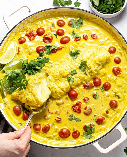 Tilapia with Coconut Curry and Spinach