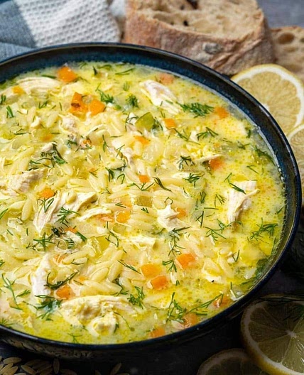 Avgolemono (traditional Greek lemon chicken soup)