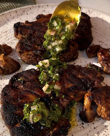 Lions Mane Mushroom Steaks with Chimichurri