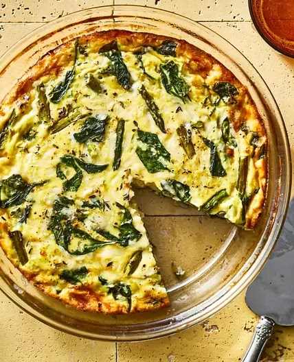 Crustless Spinach & Asparagus Quiche with Gruyère