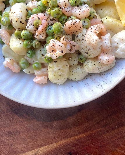 Creamy Lemon Gnocchi with Crispy Prawns 🍋