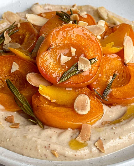 Orange & Rosemary Roasted Apricots with Almond Cream