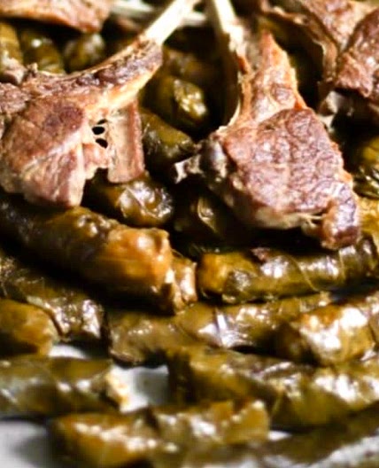Stuffed Vine leaves & Zucchini with Lamb Ribs