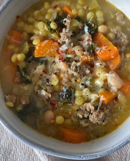 Tuscan white bean and cous cous soup