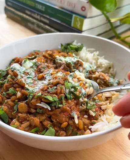Harissa Lentil Stew with Herby Yogurt