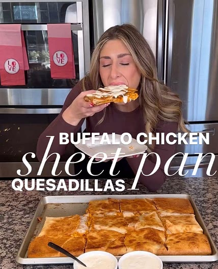 BUFFALO CHICKEN SHEET PAN QUESADILLAS