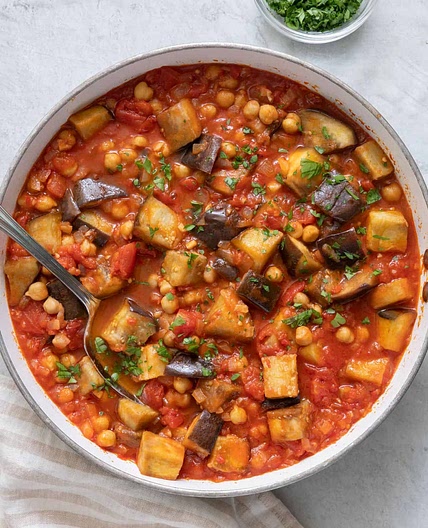 Eggplant and Chickpea Stew with Feta