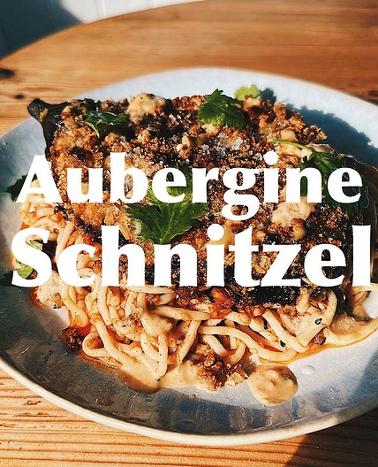 AUBERGINE SCHNITZEL WITH A MUSHROOM CHILLI OIL 🍆 