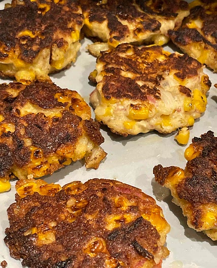 Low carb bacon and sweetcorn fritters