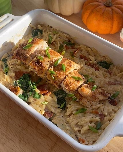 Single Serve Sun-Dried Tomato, Spinach, and Chicken Orzo